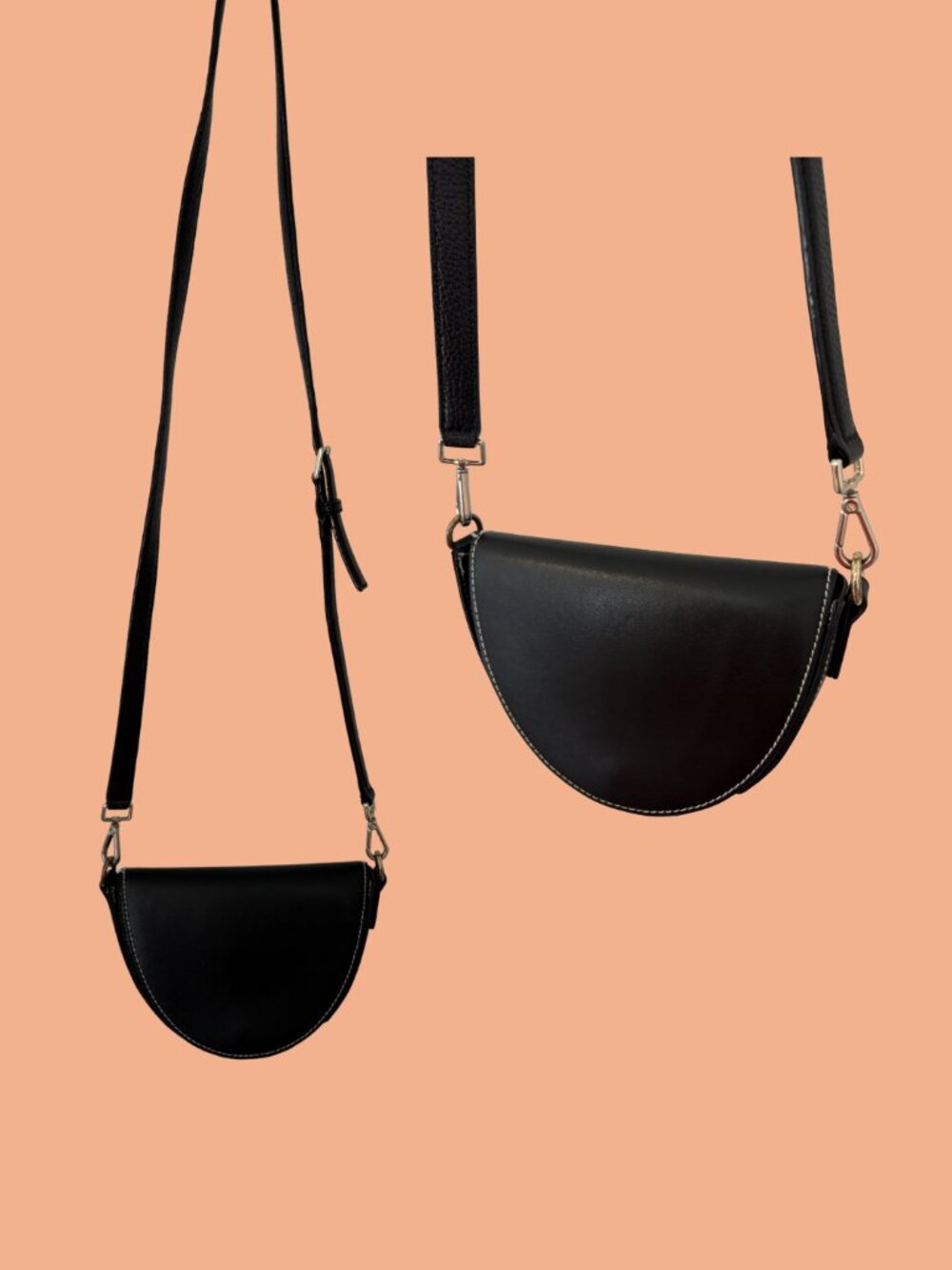 ASOS DESIGN Cross Body Saddle bag with Detachable Strap, Gold Hardware, Black